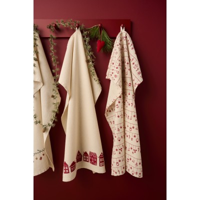 Полотенце Sally natural red houses 50х70 см